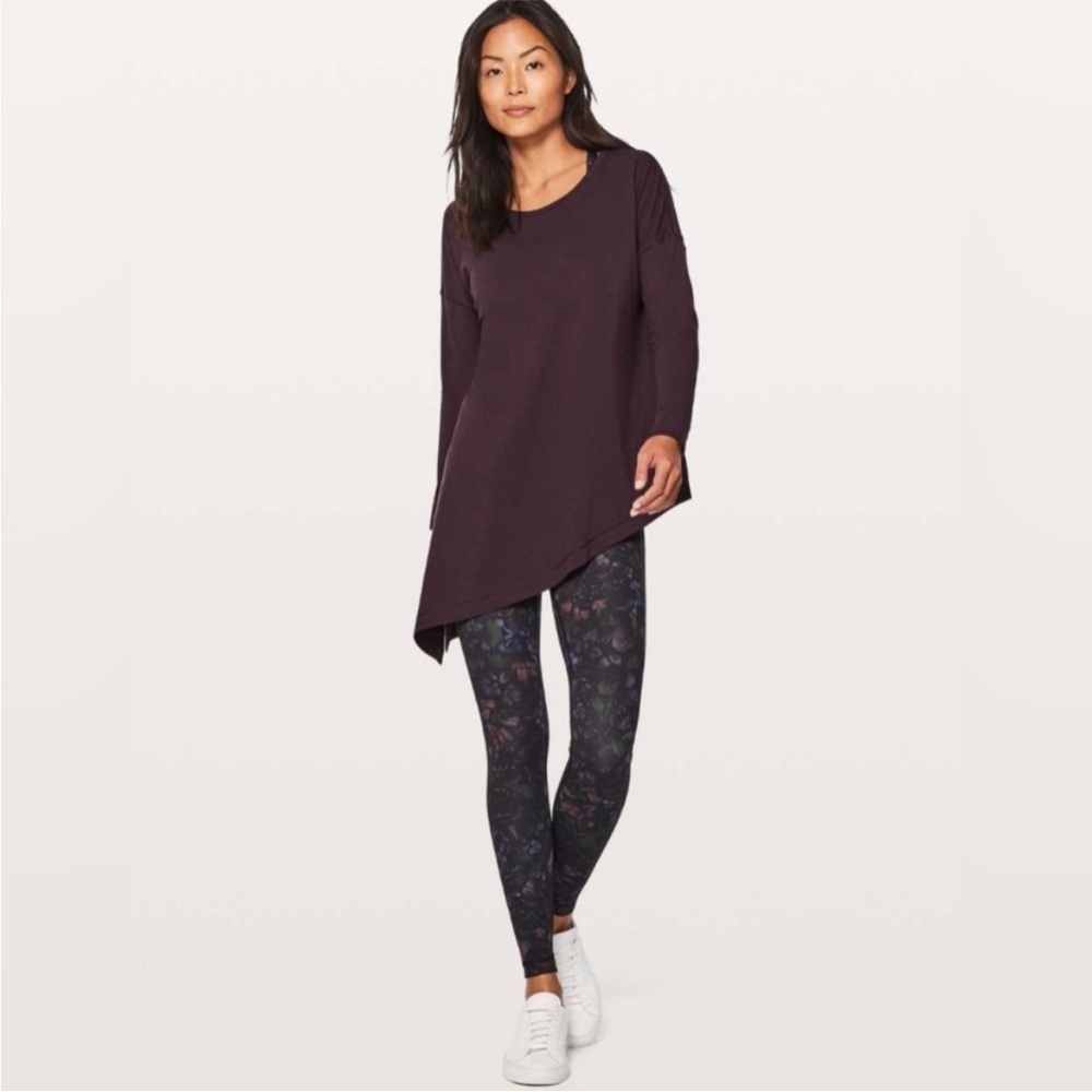 Lululemon Shirt Long Sleeve Women's To The Point Pima Purple Asymmetric - Picture 2 of 10